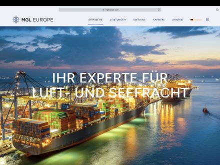 Experte für Luft- und Seefracht– dreisprachige Website für MGL Europe