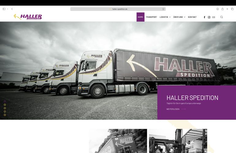 Täglich in ganz Europa unterwegs – Website für Haller Spedition in Ebersbach/Fils
