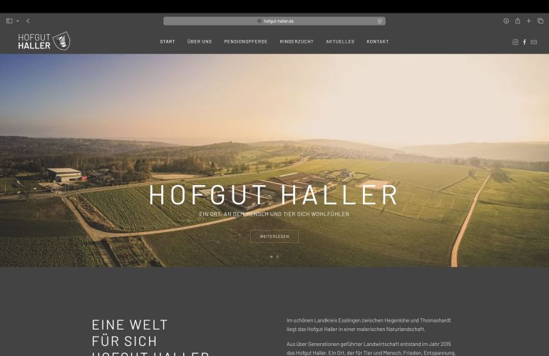 Eine schöne Welt für sich – Website für das Hofgut Haller